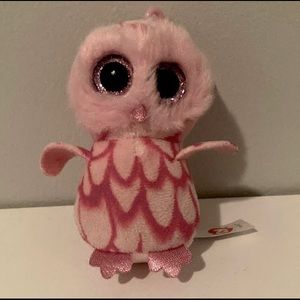 TY Beanie Boo 2014 Pinky the Owl Keychain
